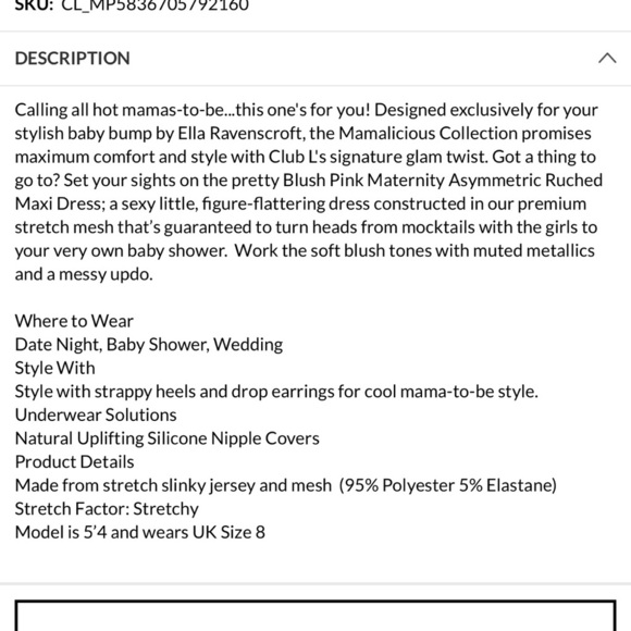 NEW! CLUB L LONDON Blush Pink Maternity Asymmetric Ruched Maxi Dress US 10/UK 14 - Picture 5 of 15